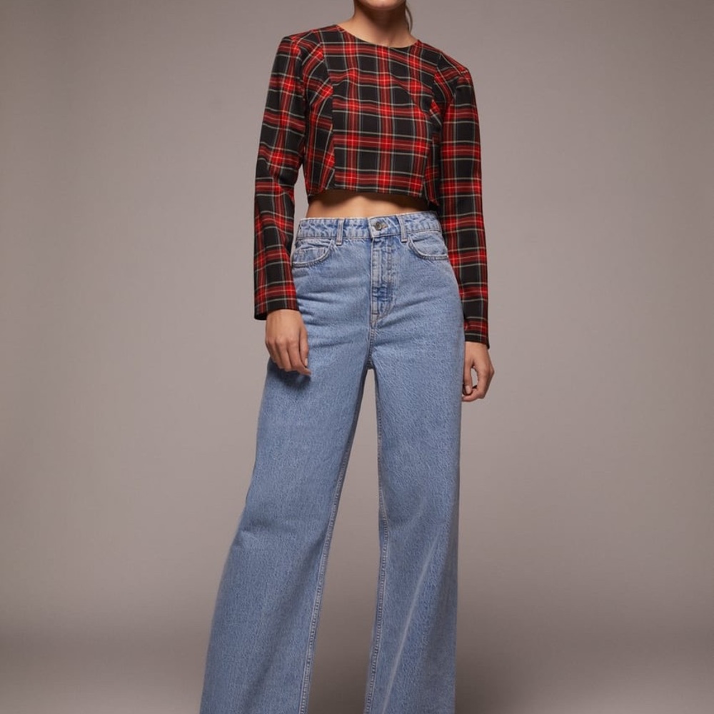 NWT Zara Plaid Crop Top